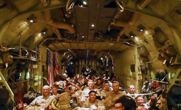 American soldiers are seen in this a final airlift from Kabul, and thus ending the US war on Afghanistan.