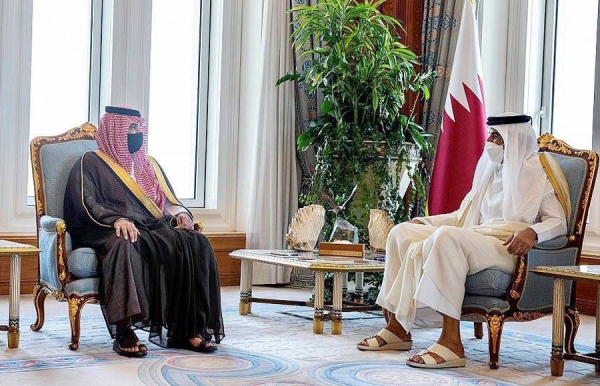 Sheikh Tamim Bin Hamad Al Thani, emir of the State of Qatar, received at the Amiri Diwan Office here Monday Minister of Interior Prince Abdulaziz Bin Saud Bin Naif.
