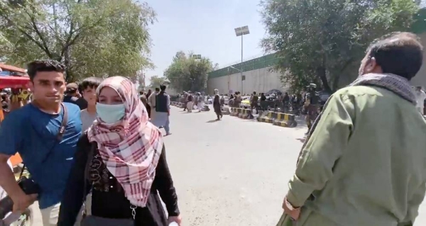 Videograb of the sequence of event that led to heavy gunfire in the Afghan capital as the Taliban cracked down on a protest.