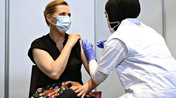 Danish Prime Minister Mette Frederiksen is vaccinated against covid-19, in Copenhagen, Denmark, Friday, June 4, 2021. — courtesy Philip Davali