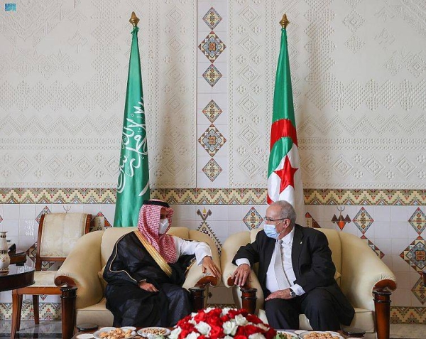 The Saudi foreign minister met on Tuesday with Algeria’s president Abdelmadjid Tebboune At the presidential palace in Algiers.