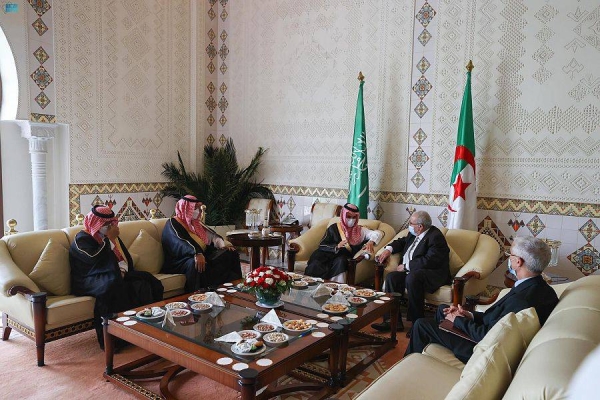 The Saudi foreign minister met on Tuesday with Algeria’s president Abdelmadjid Tebboune At the presidential palace in Algiers.