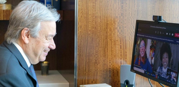 UN News' Assumpta Massoi interviews Secretary General António Guterres. — courtesy UN News/Leah Mushi