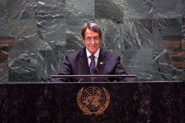 
President Nicos Anastasiades of the Republic of Cyprus addresses the general debate of the UN General Assembly’s 76th session. — courtesy UN Photo/Cia Pak