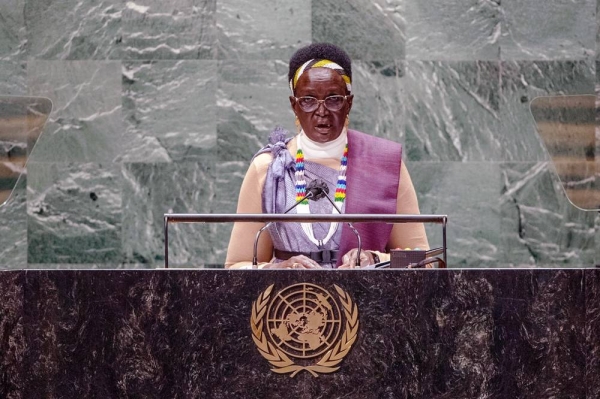 
Rebecca Nyandeng De Mabior, Vice-President of the Republic of South Sudan, addresses the general debate of the UN General Assembly’s 76th session. — courtesy UN Photo/Cia Pak