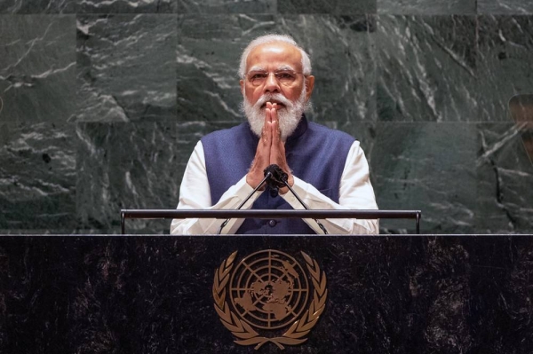 Prime Minister Narendra Modi of India addresses the general debate of the UN General Assembly’s 76th session. — courtesy UN Photo/Cia Pak