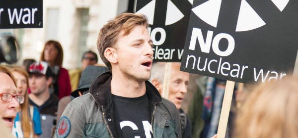 File photo of protestors in the United Kingdom demonstrate against nuclear weapons. — courtesy CND/Henry Kenyon