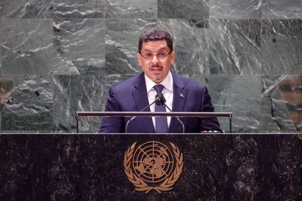 Foreign Minister Ahmed Awad Ahmed Binmubarak of Yemen addresses the general debate of the UN General Assembly’s 76th session. — courtesy UN Photo/Cia Pak