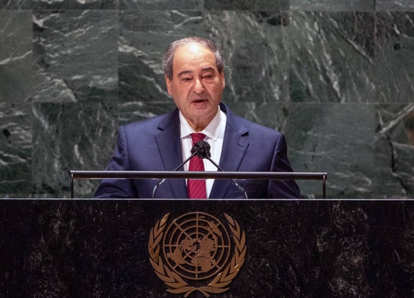 
Foreign Minister Fayssal Mekdad of the Syrian Arab Republic addresses the general debate of the UN General Assembly’s 76th session. — courtesy UN Photo/Cia Pak
