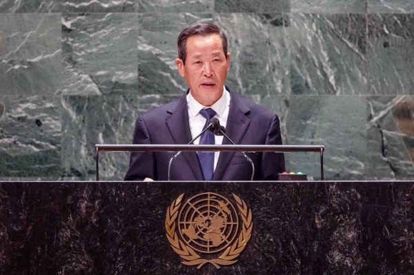 Kim Song, Permanent Representative of the Democratic People's Republic of Korea to the United Nations, addresses the general debate of the UN General Assembly’s 76th session. — courtesy UN Photo/Cia Pak