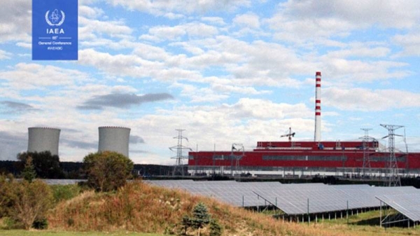 Solar panels near Slovakia’s Mochovce Nuclear Power Plant, 2014. Through flexible operation, nuclear power plants can enhance the efficiency of renewables. — courtesy A. Evrensel/IAEA