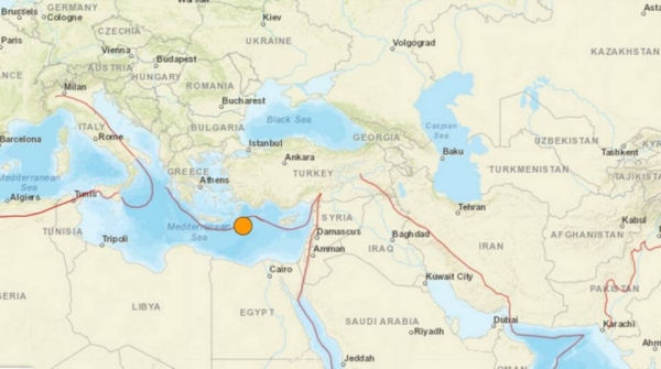 Strong earthquake hits eastern Mediterranean