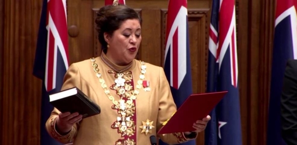 Dame Cindy Kiro takes the oath of office in Parliament on Thursday.