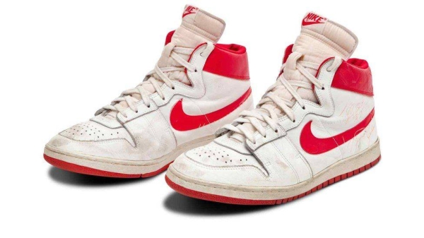 Michael Jordan's Nike Air Ships trainers sold at Sotheby's auction in Las Vegas.