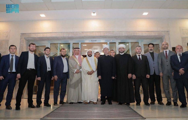 Minister of Islamic Affairs Sheikh Dr. Abdullatif Al Al-Sheikh with Albanian Muslim leaders in Tirana on Monday.