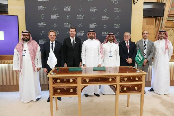 The Royal Commission for AlUla signs landmark agreements with AECOM and an international French consortium comprising Egis, Assystem and Setec during the Future Investment Initiative in Riyadh.