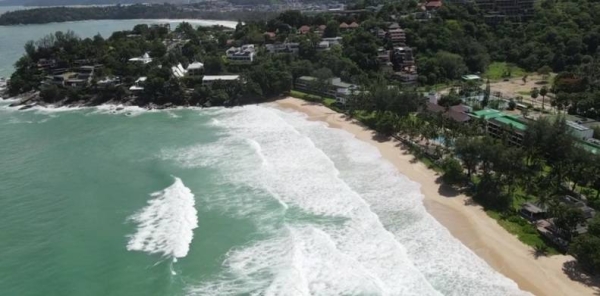 Last year, tourist arrivals in Thailand were down more than 80%. The TV grab shows a beach in Phang Nga Bay, northeast of Phuket. 