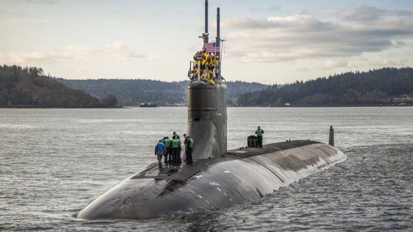 The USS Connecticut pictured leaving a port in 2016.