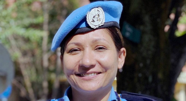 Superintendent Sangya Malla of Nepal, currently serving in the UN Organization Stabilization Mission in the Democratic Republic of the Congo, awarded the 2021 United Nations Woman Police Officer of the Year. — courtesy United Nations