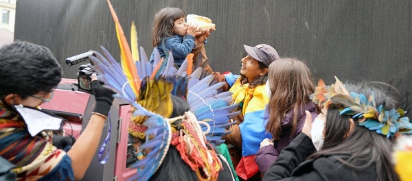 Indigenous activists demonstrate on the streets of the COP26 host city, Glasgow, during the landmark UN climate conference. — courtesy UN News/Grace Barret