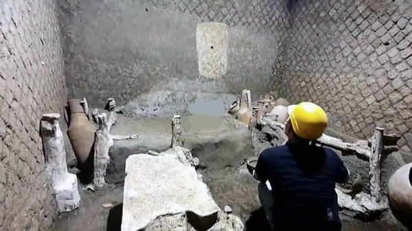 Well-preserved 'slave room' unearthed in ancient Roman city of Pompeii. 