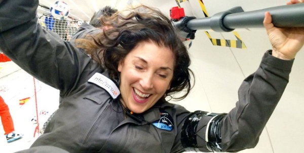 Mindy Howard during parabolic flight training. — courtesy UNOOSA