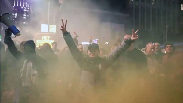 Protests in The Hague saw some 200 demonstrators clashing with officers and mounted police outside the Justice and Security Ministry. Police used a water cannon to disperse protesters.