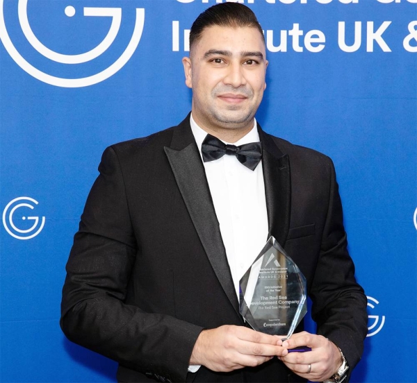 The Red Sea Project which is being developed on the Saudi Arabian Red Sea coast by TRSDC took the award for ‘ESG Initiative of the Year’ at The Chartered Governance Institute UK & Ireland’s 2021 Awards at the London Park Lane Hilton Hotel Tuesday night.