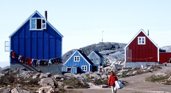 Inuit houses in Greenland, which is an autonomous territory within the kingdom of Denmark.