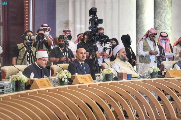 Makkah Emir Prince Khaled Al-Faisal delivers the opening speech on behalf of the Custodian of the Two Holy Mosques.