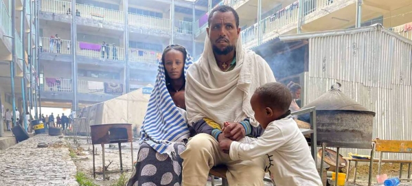 A family from Samre, in southwestern Tigray, walked for two days to reach a camp for displaced people in Mekelle.