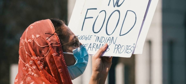 A woman protests against India’s controversial farm laws in Washington. (File photo)