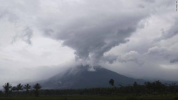 Indonesia's Mount Semeru releases volcanic materials during an eruption on Monday, Dec. 6, 2021.
