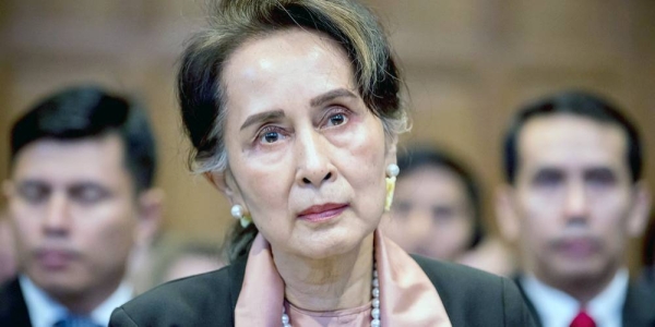 Aung San Suu Kyi appears at the UN International Court of Justice (ICJ) on Dec. 10, 2019. — courtesy ICJ/Frank van Beek