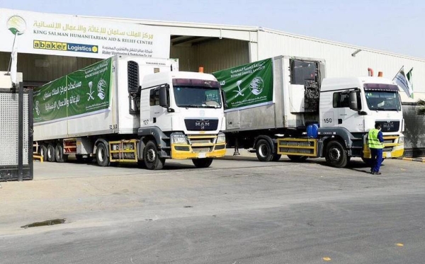 Dr. Abdullah Al Rabeeah, supervisor general of King Salman Humanitarian Aid and Relief Centre (KSrelief), inaugurated the launch of 154 relief trucks from Saudi Arabia on Monday. 