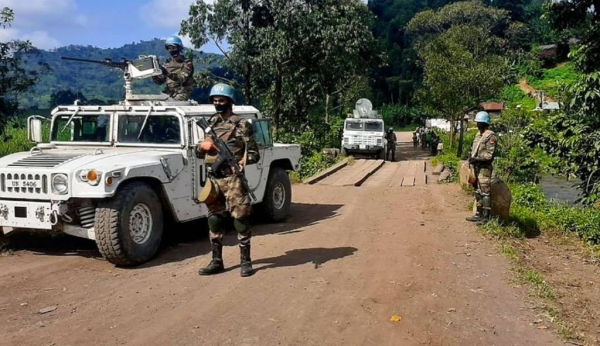 UN peacekeepers on patrol in the Democratic Republic of the Congo.
