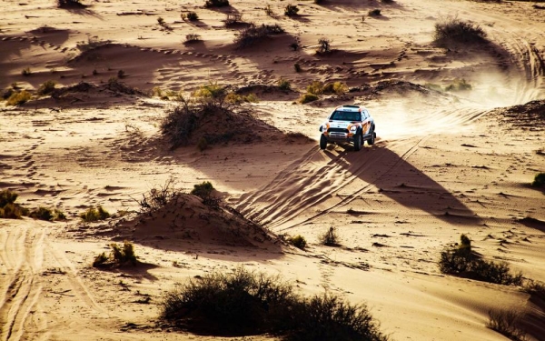 Jakub Przygonski & Timo Gottschalk racing at Hail Rally during the shakedown in Hail, Saudi Arabia on December 7, 2021.