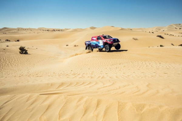 Jakub Przygonski & Timo Gottschalk racing at Hail Rally during the shakedown in Hail, Saudi Arabia on December 7, 2021.