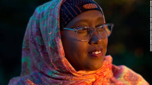 Deqa Dhalac poses for a portrait at her home in South Portland in 2018.