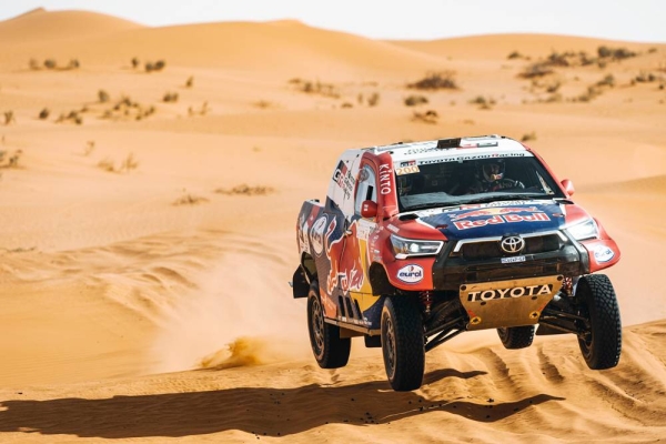 Nasser Al-Attiyah & Mathieu Baumel racing at Hail Rally during the stage 3 in Hail, Saudi Arabia.