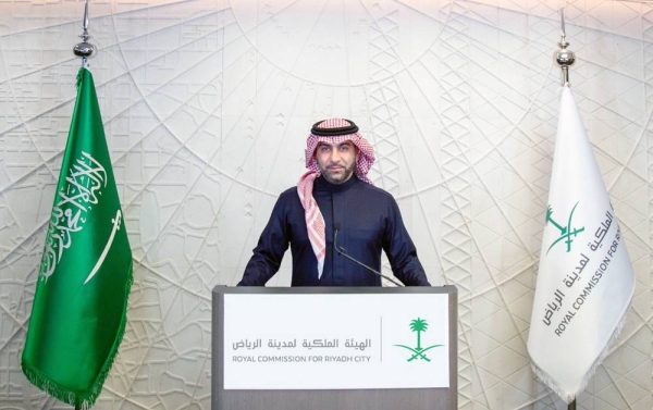 Royal Commission for Riyadh City (RCRC) CEO Fahd Al-Rasheed addressing a virtual gathering of 170 member countries assembled to kickstart the five-stage bidding process that will conclude with voting in November 2023.