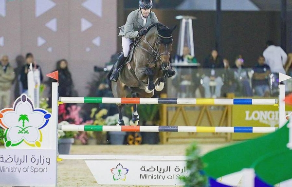 Prince Fahd Bin Jalawi Bin Abdulaziz Bin Musaed, vice-president of Saudi Olympic and Paralympic Committee, crowned Saturday Swedish rider Peder Fredricson, ranked No. 1 in the world in showjumping, with the trophy of first place in Saudi Show Jumping Equestrian Race.