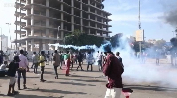 Security forces fired tear gas at protesters in Khartoum.