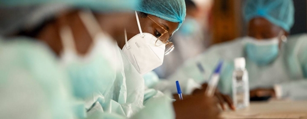 A nurse provides care for cancer patients undergoing chemotherapy in a hospital in Burera District, Rwanda.