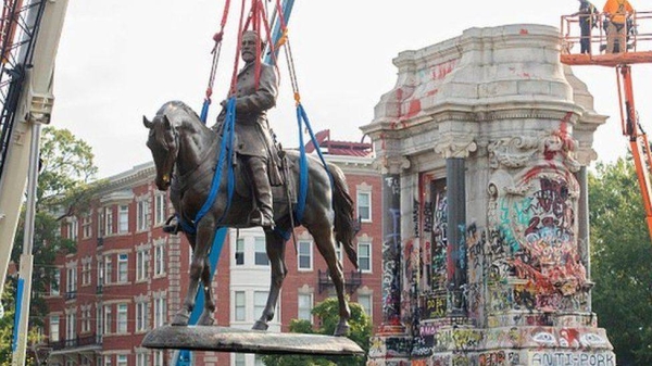 A statue of Confederate General Robert E Lee was removed in September.