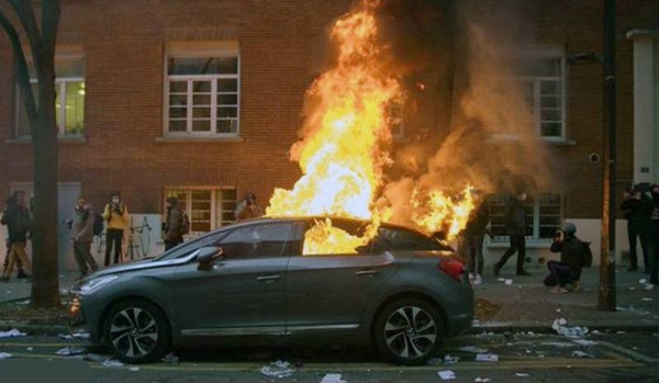 Hundreds of empty, parked cars go up in flames in France each New Year’s Eve, set afire by young revelers, a much-lamented tradition that appeared in decline this year.