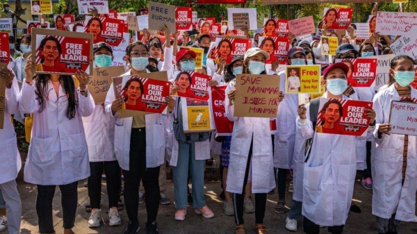 Healthcare workers were amongst the first to lead street protests against the coup in Myanmar.