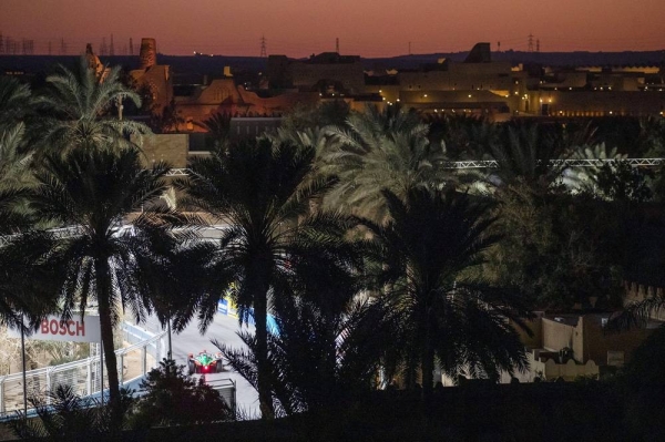 The drivers pose with their cars on the grid for the official pre-season group photo during the Diriyah ePrix I at Riyadh Street Circuit on Thursday Feb. 25, 2021 in Riyadh, Saudi Arabia. (Photo by Sam Bloxham / LAT Images)