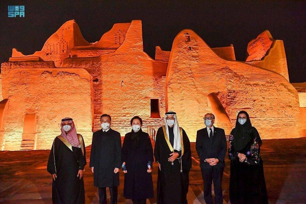 Korean President Moon Jae-in visits the historic Turaif District in Riyadh.