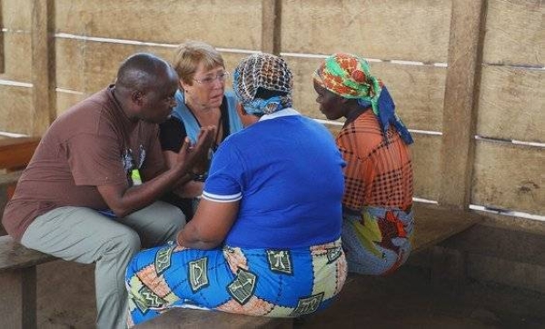 United Nations High Commissioner for Human Rights, Michelle Bachelet, visits Bunia in the Democratic Republic of the Congo inJanuary 2020.